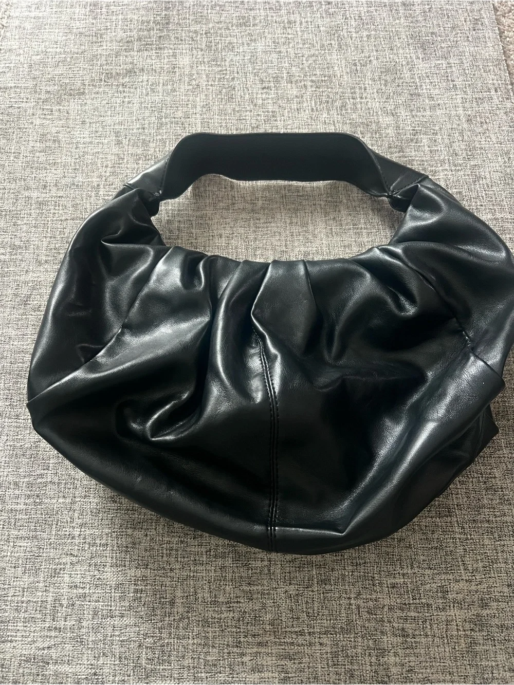 Express Black Ruched Faux Leather Slouch Hobo Shoulder Bag